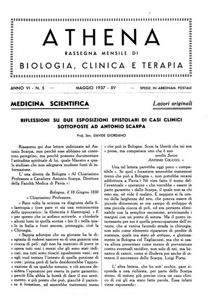 Athena rassegna mensile di biologia, clinica e terapia