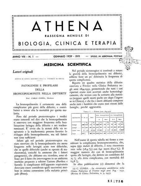 Athena rassegna mensile di biologia, clinica e terapia