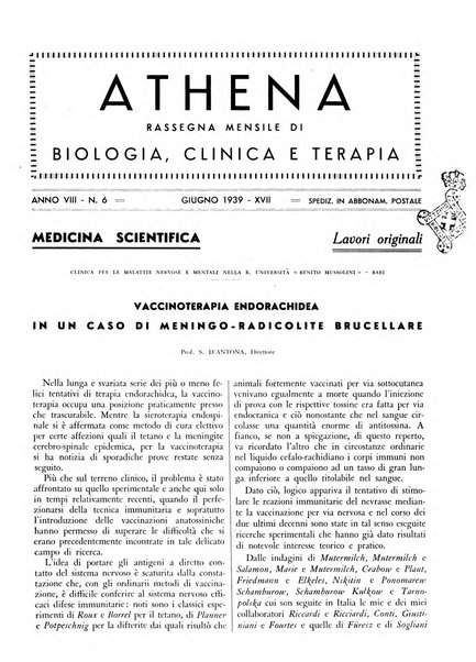 Athena rassegna mensile di biologia, clinica e terapia