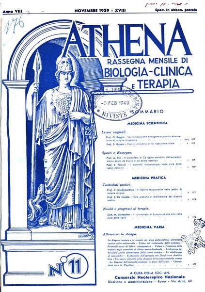 Athena rassegna mensile di biologia, clinica e terapia