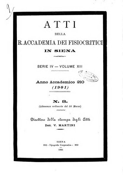 Atti della R. Accademia dei Fisiocritici in Siena