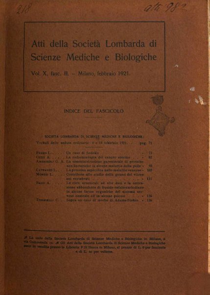 Atti della Societa lombarda di scienze mediche e biologiche