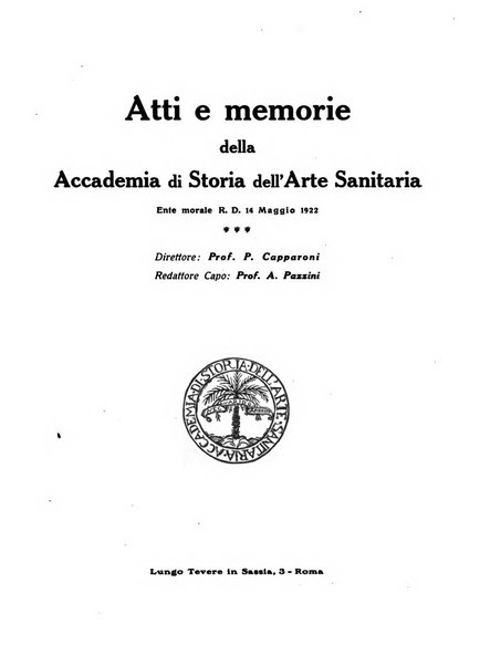 Atti e memorie dell'Accademia di storia dell'arte sanitaria