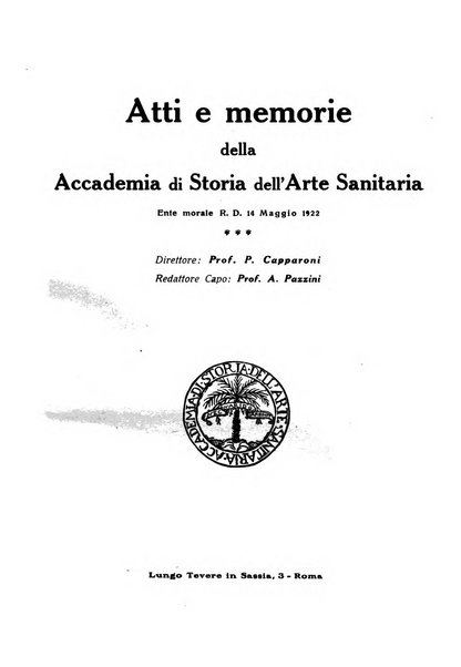 Atti e memorie dell'Accademia di storia dell'arte sanitaria