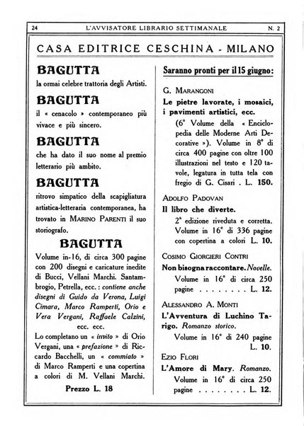 L'avvisatore librario settimanale bollettino bibliografico