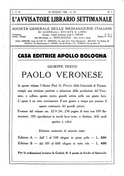 L'avvisatore librario settimanale bollettino bibliografico