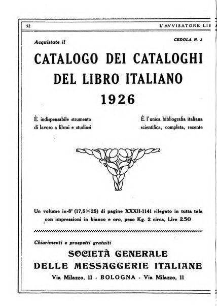 L'avvisatore librario settimanale bollettino bibliografico