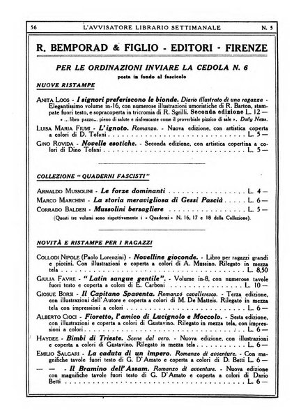 L'avvisatore librario settimanale bollettino bibliografico