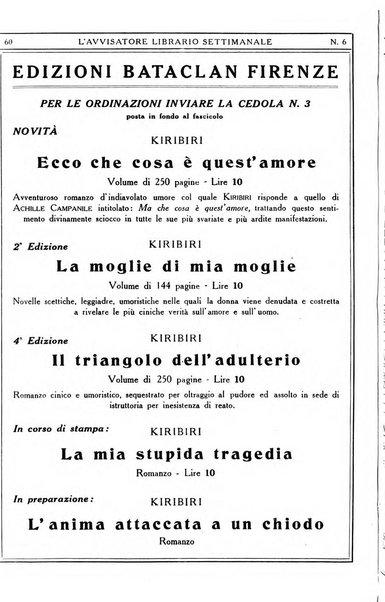 L'avvisatore librario settimanale bollettino bibliografico