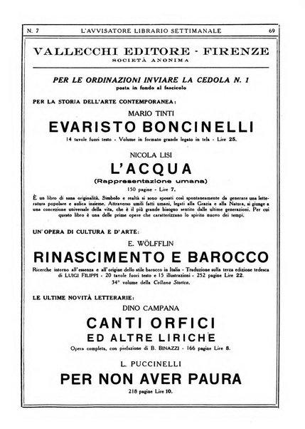 L'avvisatore librario settimanale bollettino bibliografico