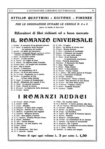 L'avvisatore librario settimanale bollettino bibliografico