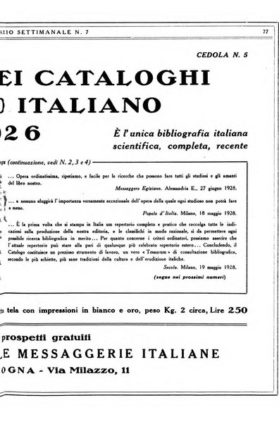 L'avvisatore librario settimanale bollettino bibliografico