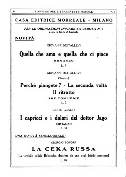 L'avvisatore librario settimanale bollettino bibliografico