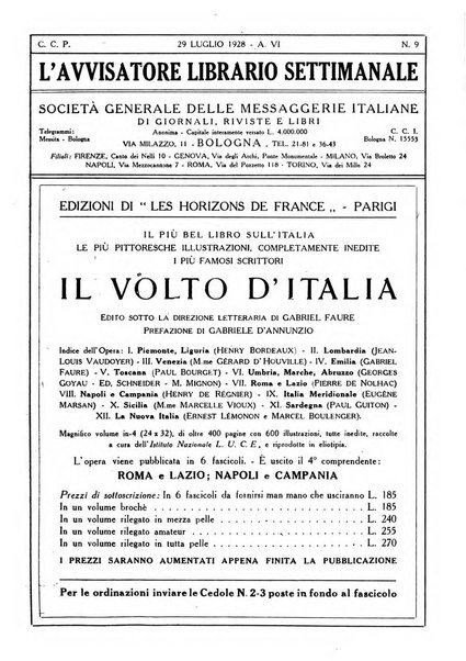 L'avvisatore librario settimanale bollettino bibliografico