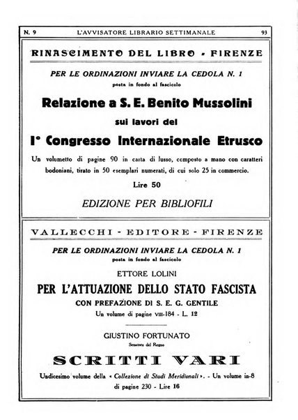 L'avvisatore librario settimanale bollettino bibliografico