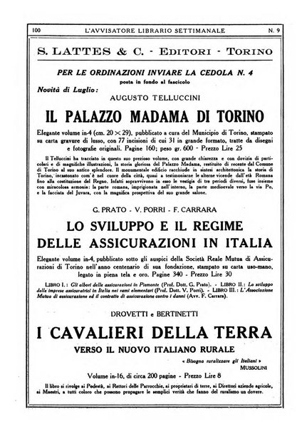 L'avvisatore librario settimanale bollettino bibliografico