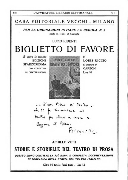 L'avvisatore librario settimanale bollettino bibliografico