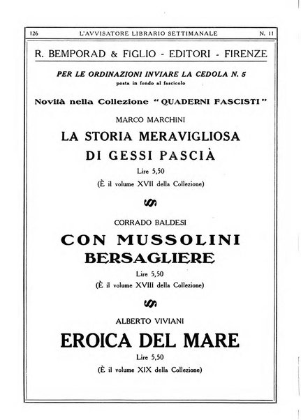 L'avvisatore librario settimanale bollettino bibliografico