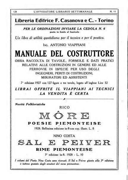 L'avvisatore librario settimanale bollettino bibliografico