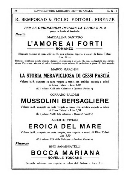 L'avvisatore librario settimanale bollettino bibliografico