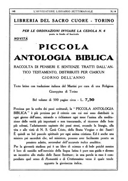 L'avvisatore librario settimanale bollettino bibliografico