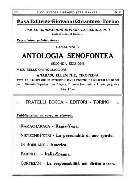 L'avvisatore librario settimanale bollettino bibliografico