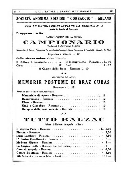 L'avvisatore librario settimanale bollettino bibliografico