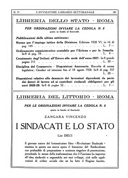 L'avvisatore librario settimanale bollettino bibliografico