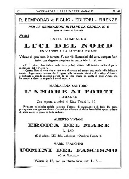 L'avvisatore librario settimanale bollettino bibliografico