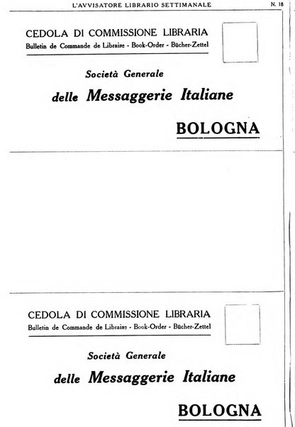 L'avvisatore librario settimanale bollettino bibliografico