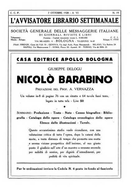 L'avvisatore librario settimanale bollettino bibliografico