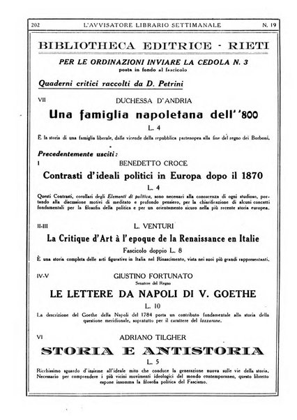 L'avvisatore librario settimanale bollettino bibliografico