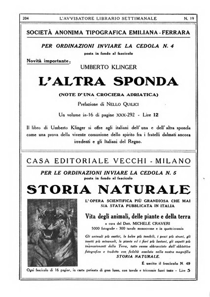 L'avvisatore librario settimanale bollettino bibliografico