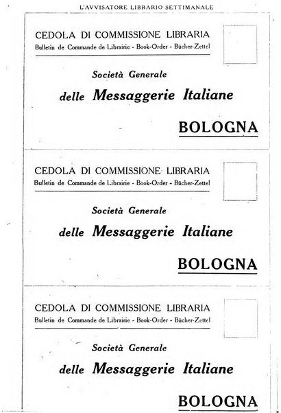 L'avvisatore librario settimanale bollettino bibliografico