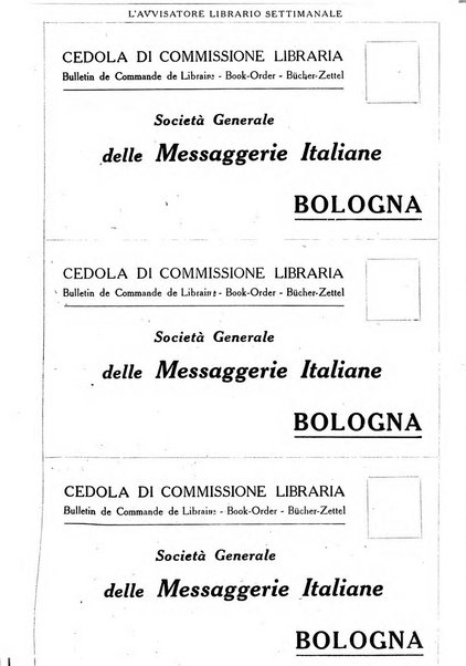 L'avvisatore librario settimanale bollettino bibliografico