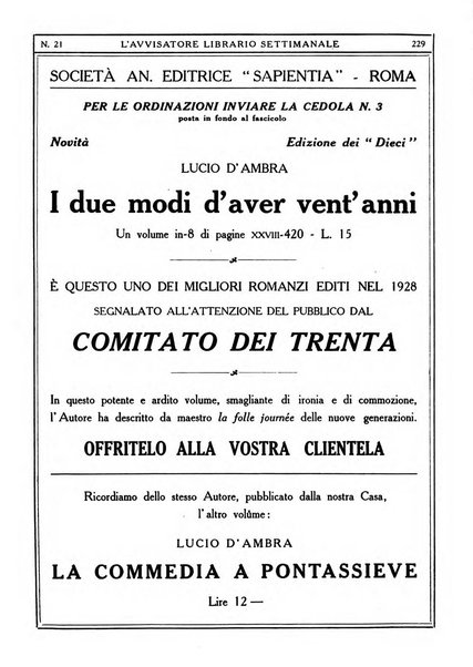 L'avvisatore librario settimanale bollettino bibliografico