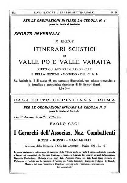 L'avvisatore librario settimanale bollettino bibliografico