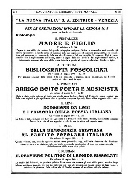 L'avvisatore librario settimanale bollettino bibliografico