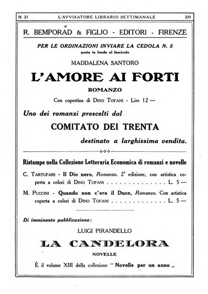 L'avvisatore librario settimanale bollettino bibliografico