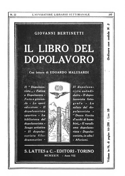 L'avvisatore librario settimanale bollettino bibliografico