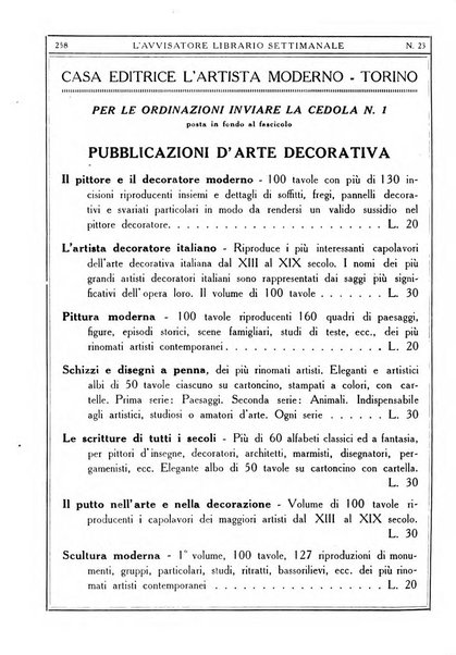 L'avvisatore librario settimanale bollettino bibliografico