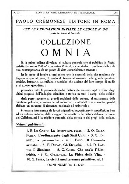 L'avvisatore librario settimanale bollettino bibliografico