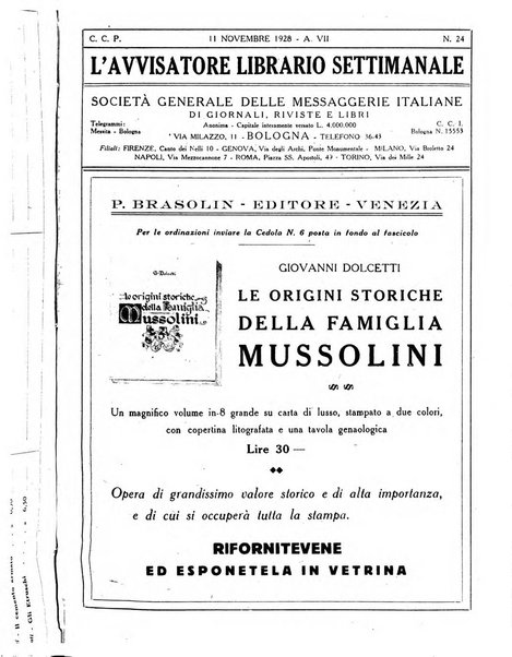 L'avvisatore librario settimanale bollettino bibliografico