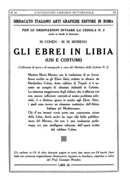 L'avvisatore librario settimanale bollettino bibliografico