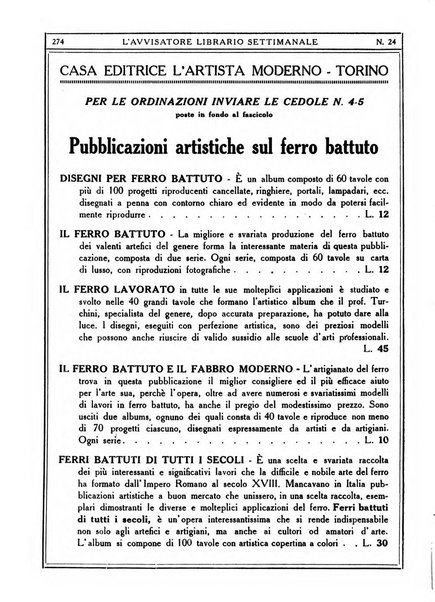 L'avvisatore librario settimanale bollettino bibliografico