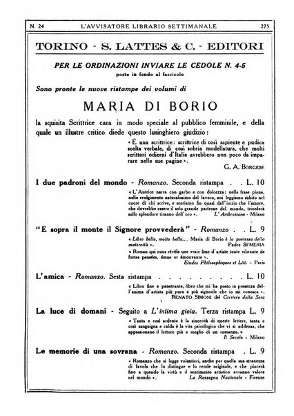 L'avvisatore librario settimanale bollettino bibliografico