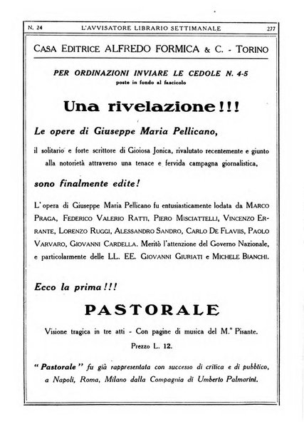 L'avvisatore librario settimanale bollettino bibliografico