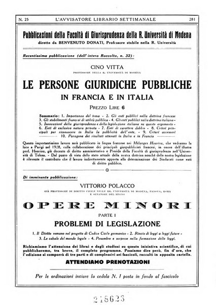 L'avvisatore librario settimanale bollettino bibliografico