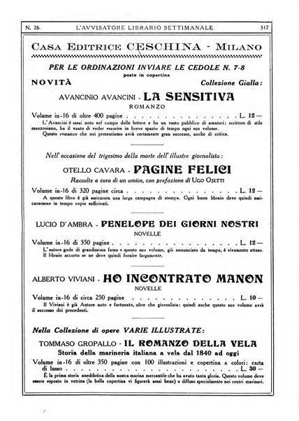 L'avvisatore librario settimanale bollettino bibliografico