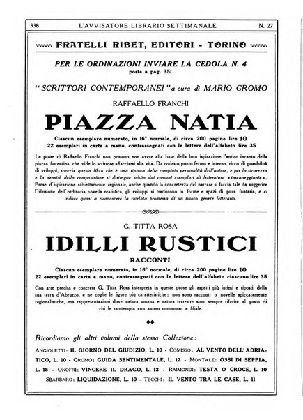 L'avvisatore librario settimanale bollettino bibliografico